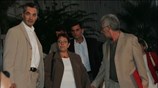 Η γ.γ. του ΚΚΕ Αλέκα Παπαρήγα προσέρχεται στο Μέγαρο της ΕΡΤ προκειμένου ...
