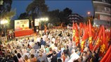 Η γενική γραμματέας της ΚΕ του ΚΚΕ, Αλέκα Παπαρήγα μιλάει σε συγκέντρωση ...