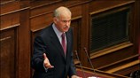 Ο πρόεδρος του ΠΑΣΟΚ Γιώργος Παπανδρέου κατά την ομιλία του στην συζήτηση ...