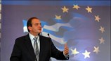 Ο πρωθυπουργός Κώστας Καραμανλής μιλάει στο Προσυνέδριο Ηπείρου & Ιονίων Νήσων της ...