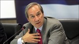 Ο υπουργός Οικονομίας  και Οικονομικών Γιώργος Αλογοσκούφης κατά την συνέντευξη τύπου ...