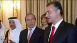 Ο Υπουργός Οικονομίας και Οικονομικών Γιώργος Αλογοσκούφης (Κ) ο ομόλογος του υπουργός ...