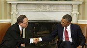 Συνάντηση  του γενικού γραμματέα του ΟΗΕ Μπαν Κι Μουν με τον αμερικανό πρόεδρο Μπαράκ στο Λευκό Οίκο