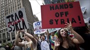 Διαδηλώσεις σε ΗΠΑ - Βρετανία κατά της επέμβασης στη Συρία