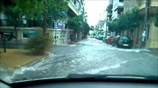 Πλημμυρισμένος δρόμος στον Κορυδαλλό
