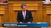 Βουλή: Ομιλία του υπουργού Παιδείας Ανδρέα Λοβέρδου