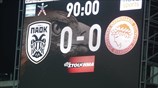 Σούπερ Λίγκα: ΠΑΟΚ - Ολυμπιακός 0 - 0